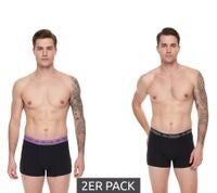Lot de 2 boxers Kappa pour hommes avec lettrage de la marque et logo caleçon 351K1JW ADM noir/violet