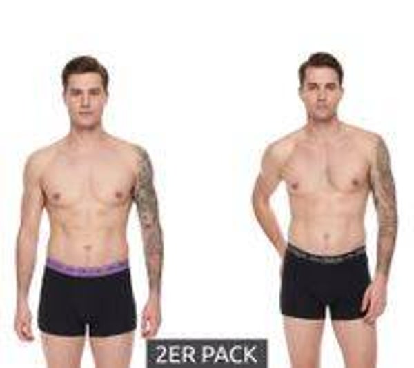 Lot de 2 boxers Kappa pour hommes avec lettrage de la marque et logo caleçon 351K1JW ADM noir/violet