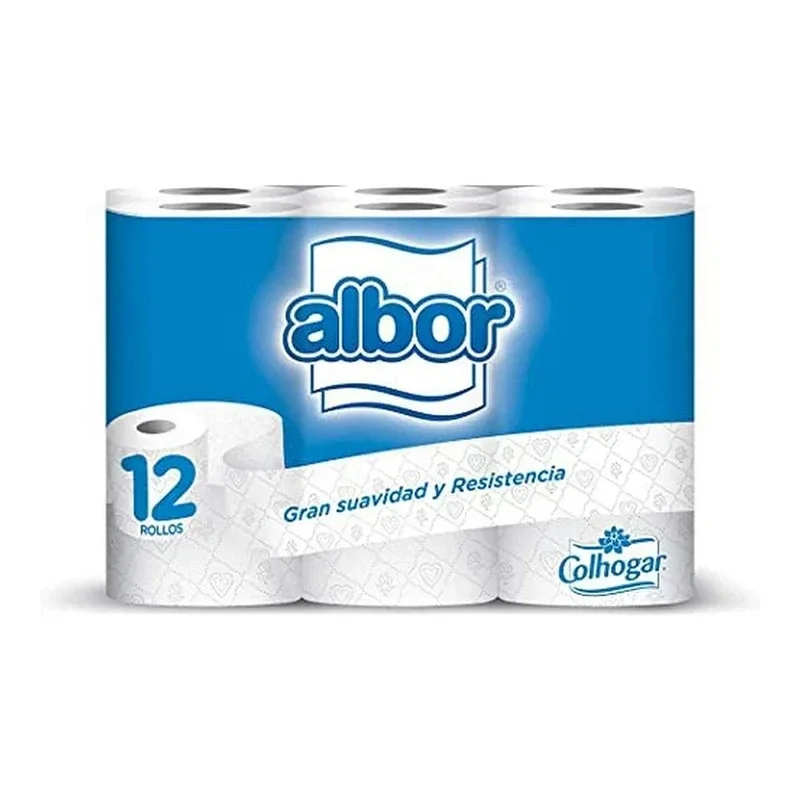 Colhogar Albor 12 Rouleaux - Papier Hygiénique Doux - Papier de Toilette 2 Couches - 100% Sans Parfum - Blanc - 12 Rouleaux Emballage Endommagé