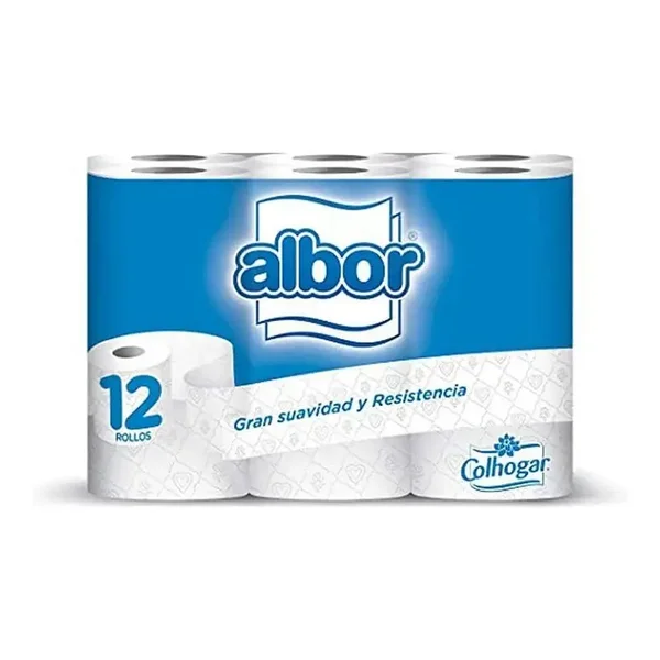 Colhogar Albor 12 Rouleaux - Papier Hygiénique Doux - Papier de Toilette 2 Couches - 100% Sans Parfum - Blanc - 12 Rouleaux Emballage Endommagé