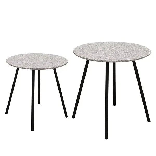 HOME DECO FACTORY HD6591 Set de 2 Tables Gigognes Gris Effet Granit, Modernes et Résistantes