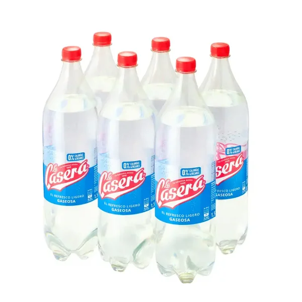 La Casera Boisson Gazeuse Pack 6x1,5L Zéro Sucres, Zéro Calories, Saveur Légère (Pér: 23/06/2026)