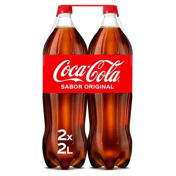 Coca-Cola Saveur Originale Pack 2 Bouteilles 2L Boisson Gazeuse Cola Recyclable et Classique