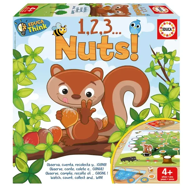 Educa 1,2,3 Noix Jeu de société pour enfants, apprentissage des couleurs et des chiffres, multicolore
