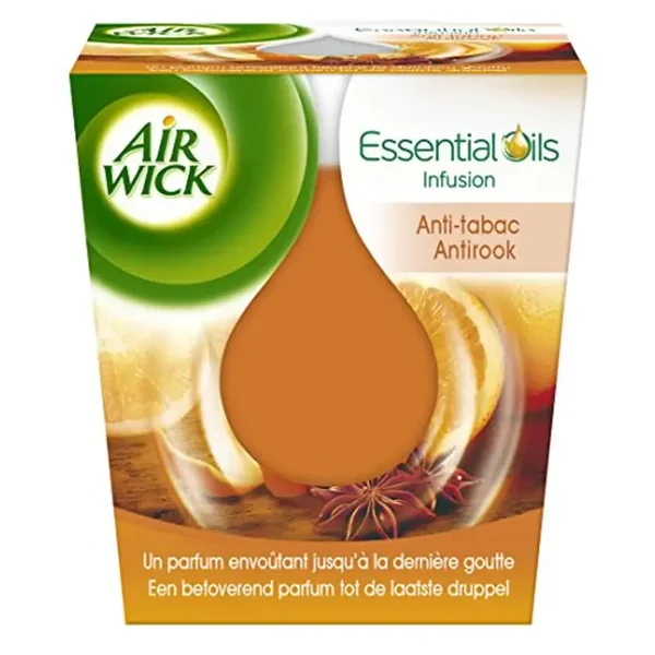 Air Wick Essential Oils Bougie, Parfum Anti-Tabac, Emballage Détérioré