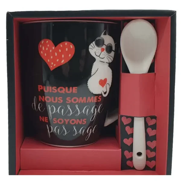 Enesco 644154 Tasse avec Cuillère “Pas Sage” (10 x 8 x 6 cm)