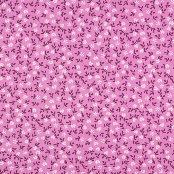 Poplin Katoen GOTS Bloemen Paars – Verhees Textiles