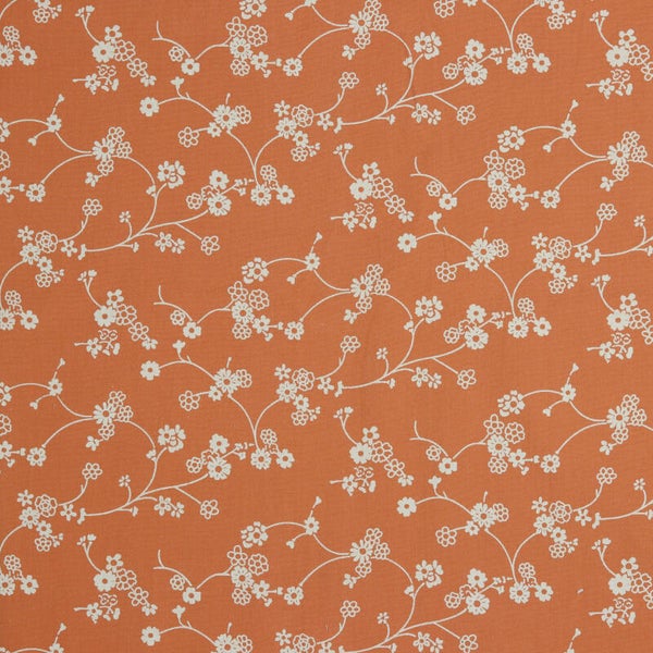 Washed Katoen Flowers Pumpkin Orange – Verhees Textiles