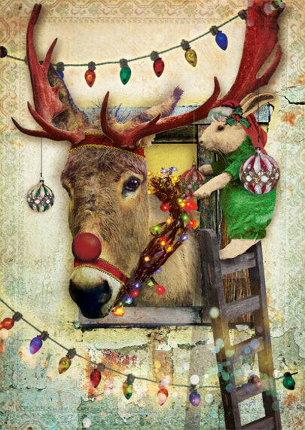 Kerst ansichtkaart Ezel – Kaartje of Kip