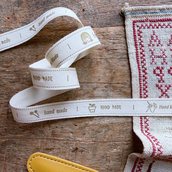 Handmade labelband – handwerk (naturel, 15 mm)