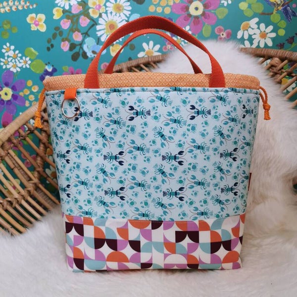 Project bag "Krab mint" XL - met vakjes