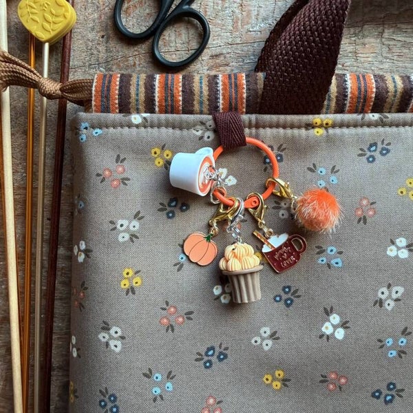Bag Charm & Progress Keeper set – Autumn Café