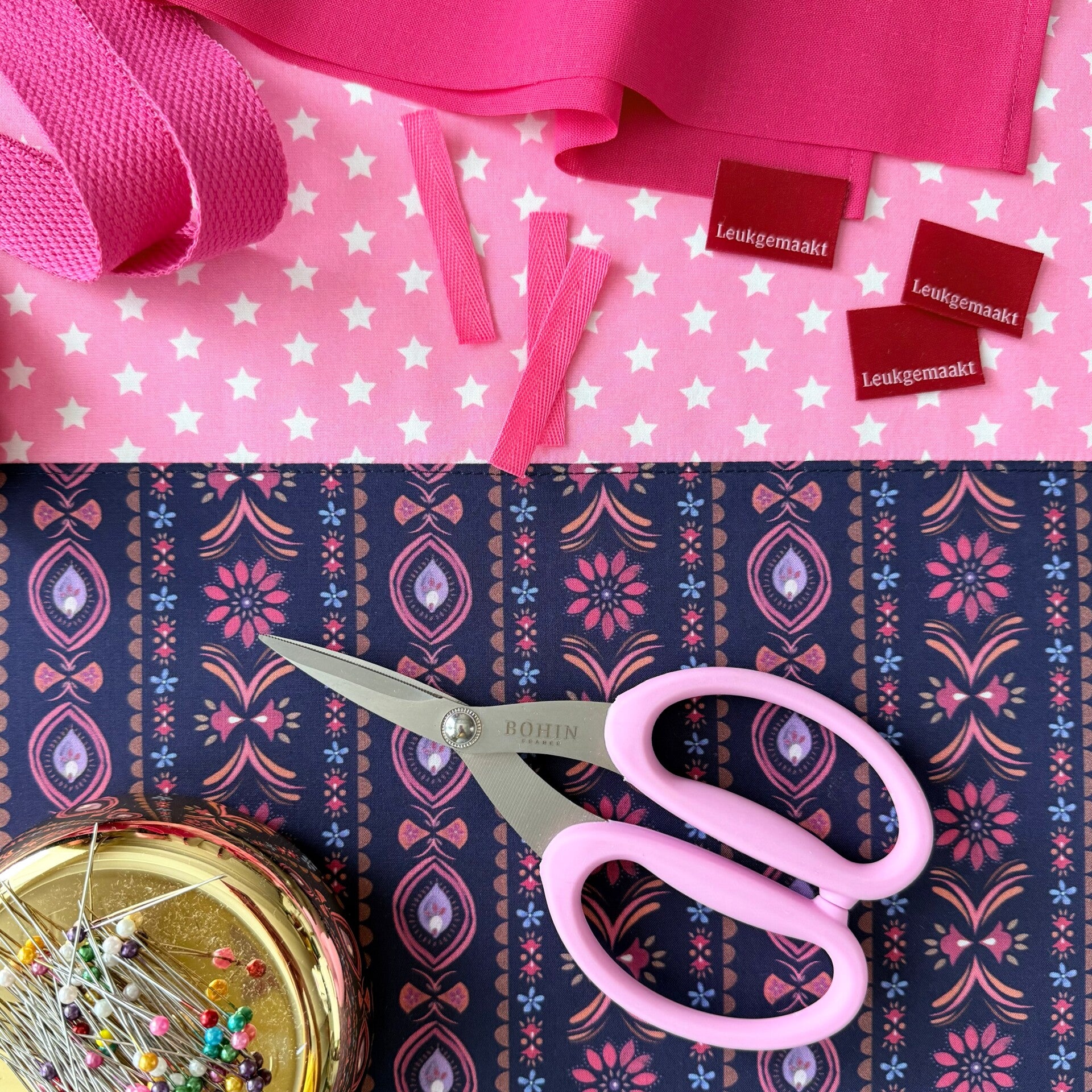 Project Bag Pink Stardust – XL met vakjes