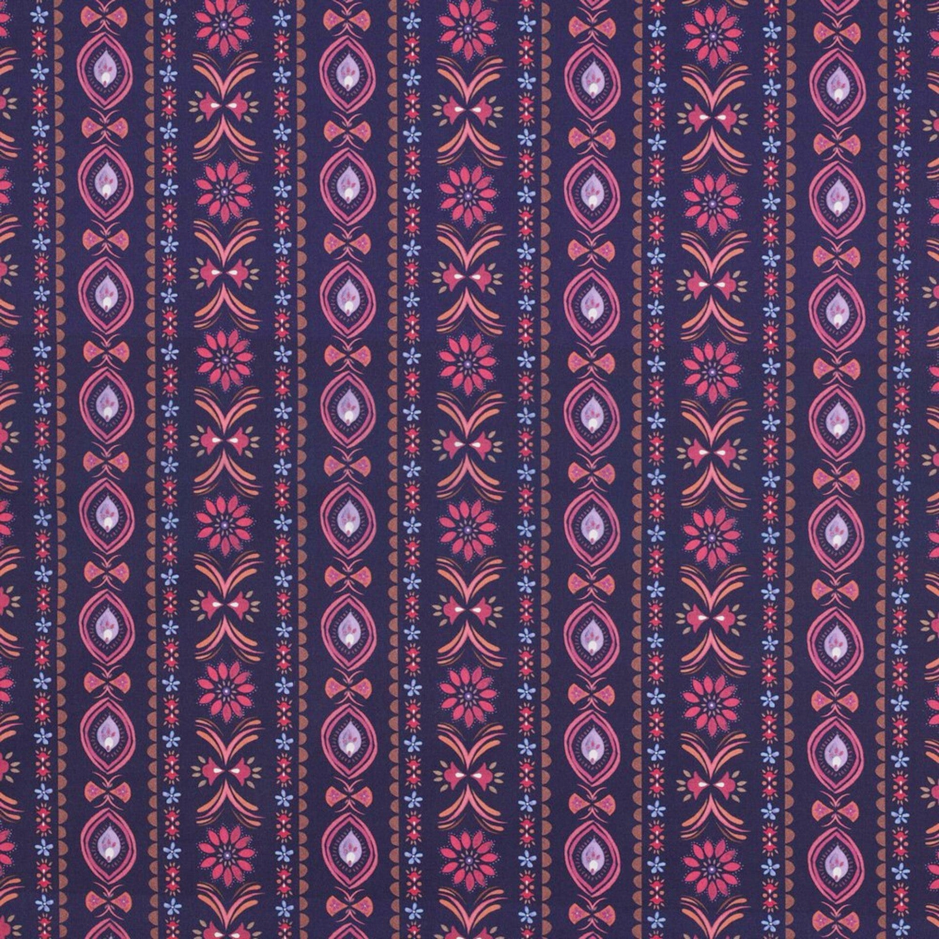 Poplin Katoen Bloemen Donkerblauw – Verhees Textiles