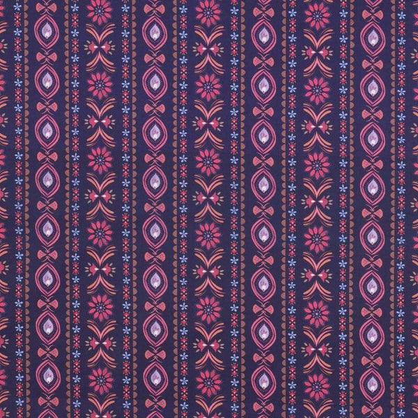 Poplin Katoen Bloemen Donkerblauw – Verhees Textiles
