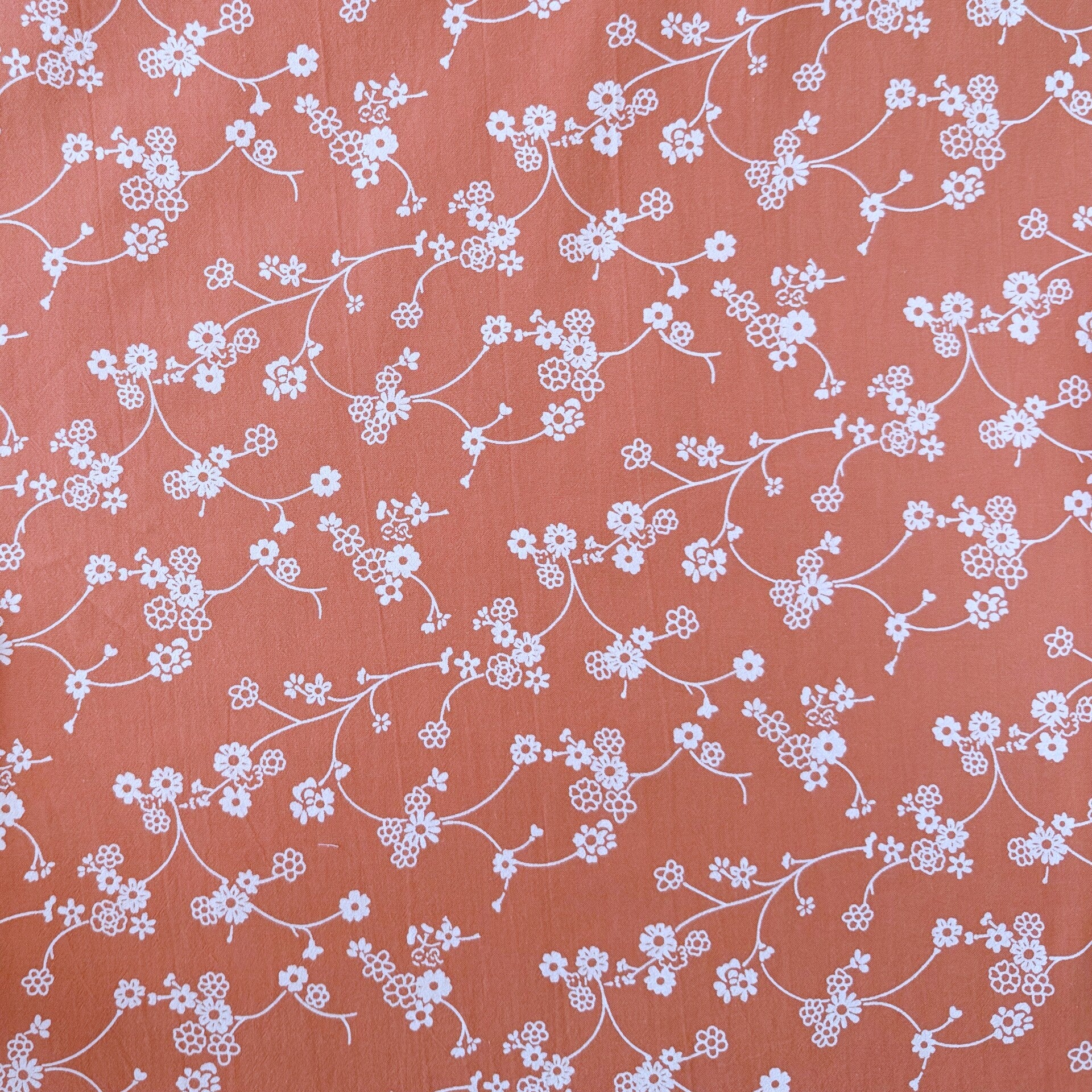 Washed Katoen Bloemen Pumpkin Orange – Verhees Textiles