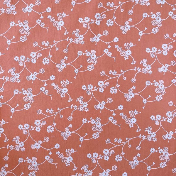 Washed Katoen Bloemen Pumpkin Orange – Verhees Textiles
