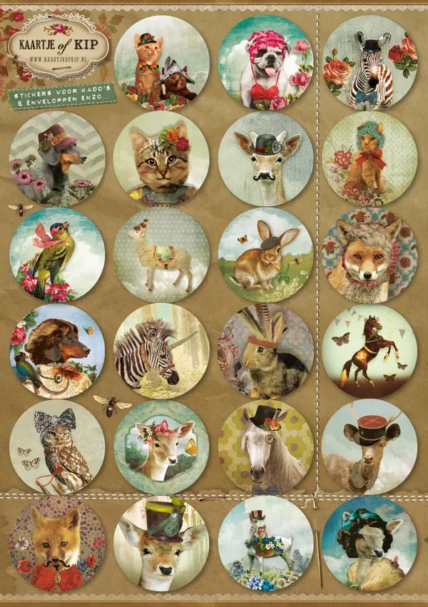 Stickervel A5 Dieren – Kaartje of Kip