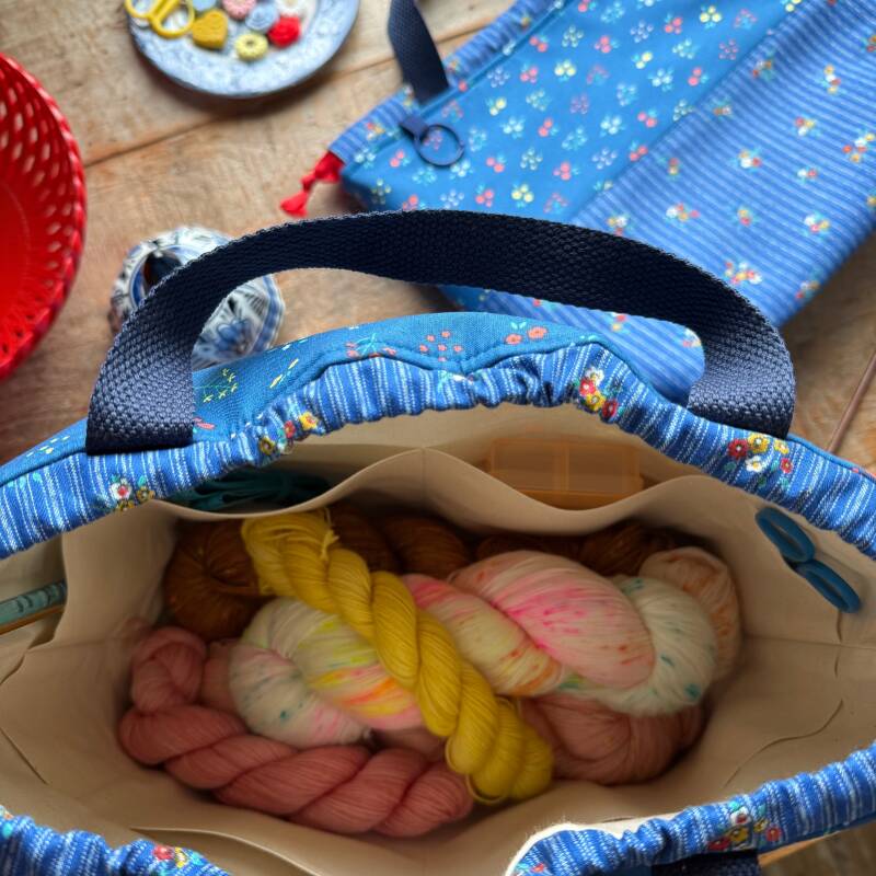 Project Bag Delft Bloom – XL met vakjes (blauw koord)