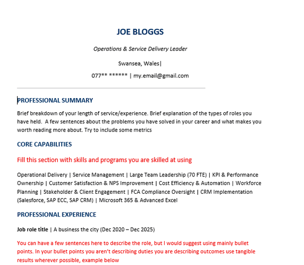 CV Template and Guide