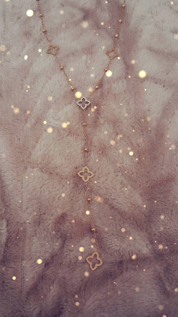 Collier Chloé en y avec trèfles et zircons