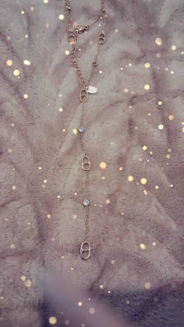 Collier en y Maille Marine et Strass