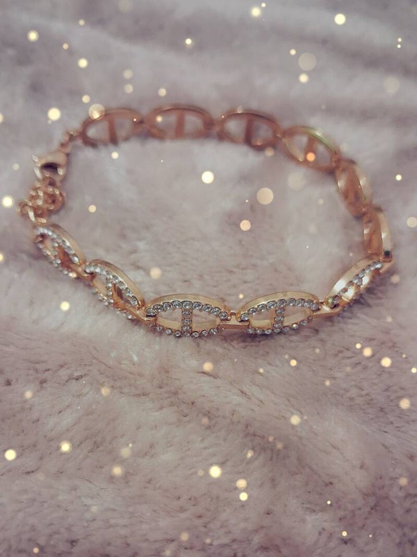 Bracelet maille Marine avec zircons