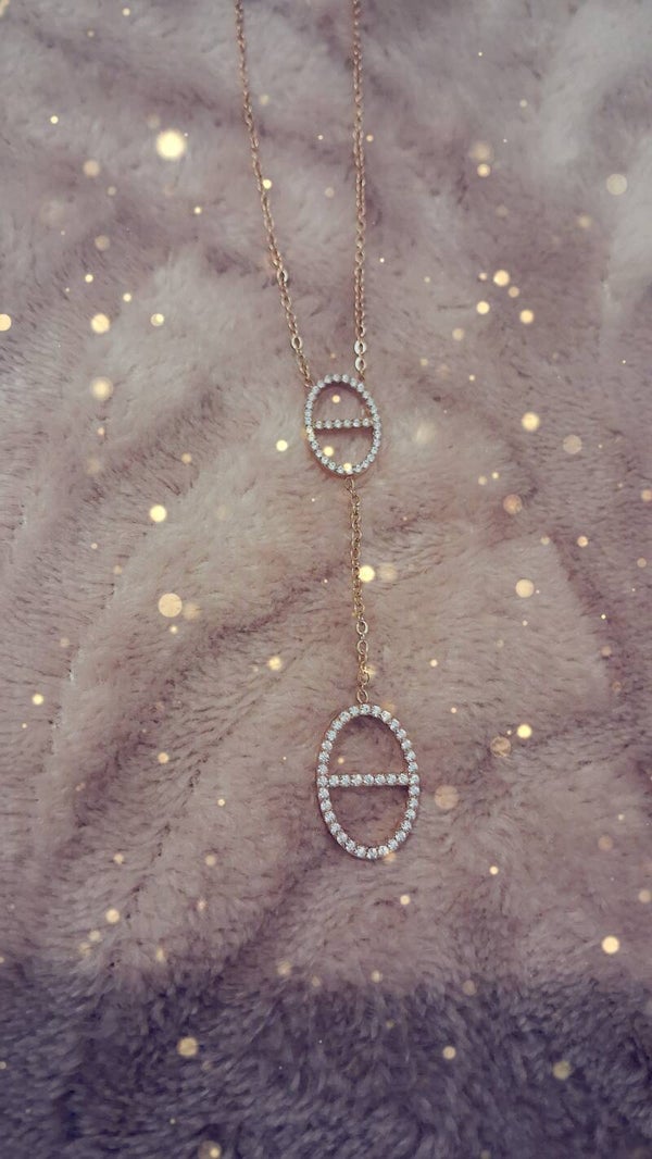 Collier en y maille Marine