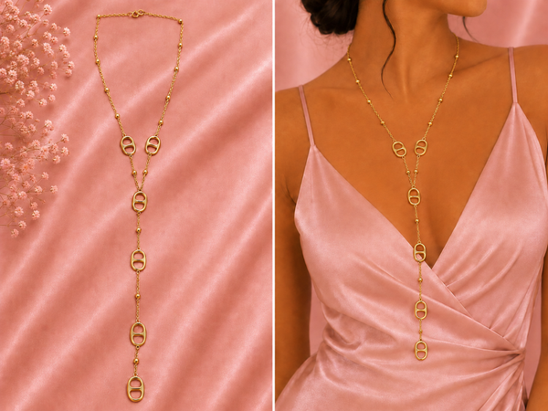 Collier en y Maille marine Maddy