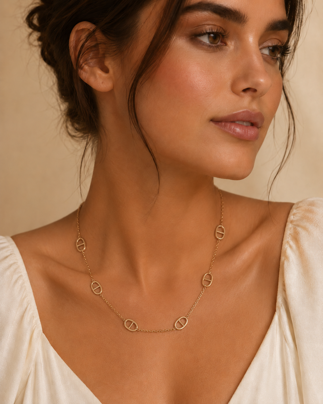 Collier ras de cou maille marine ines