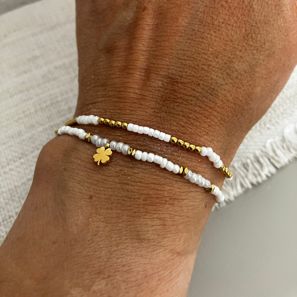 Kralen armbandjes 'wit & goud'