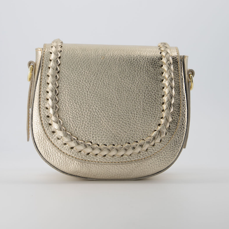 Echt leren crossbody goudkleur