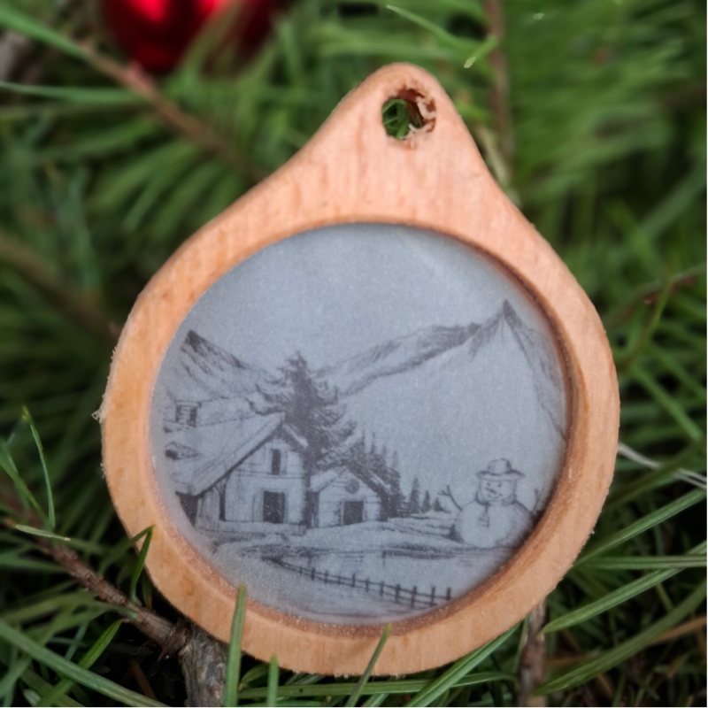 Décoration de Noël - Chalet et bonhomme de neige