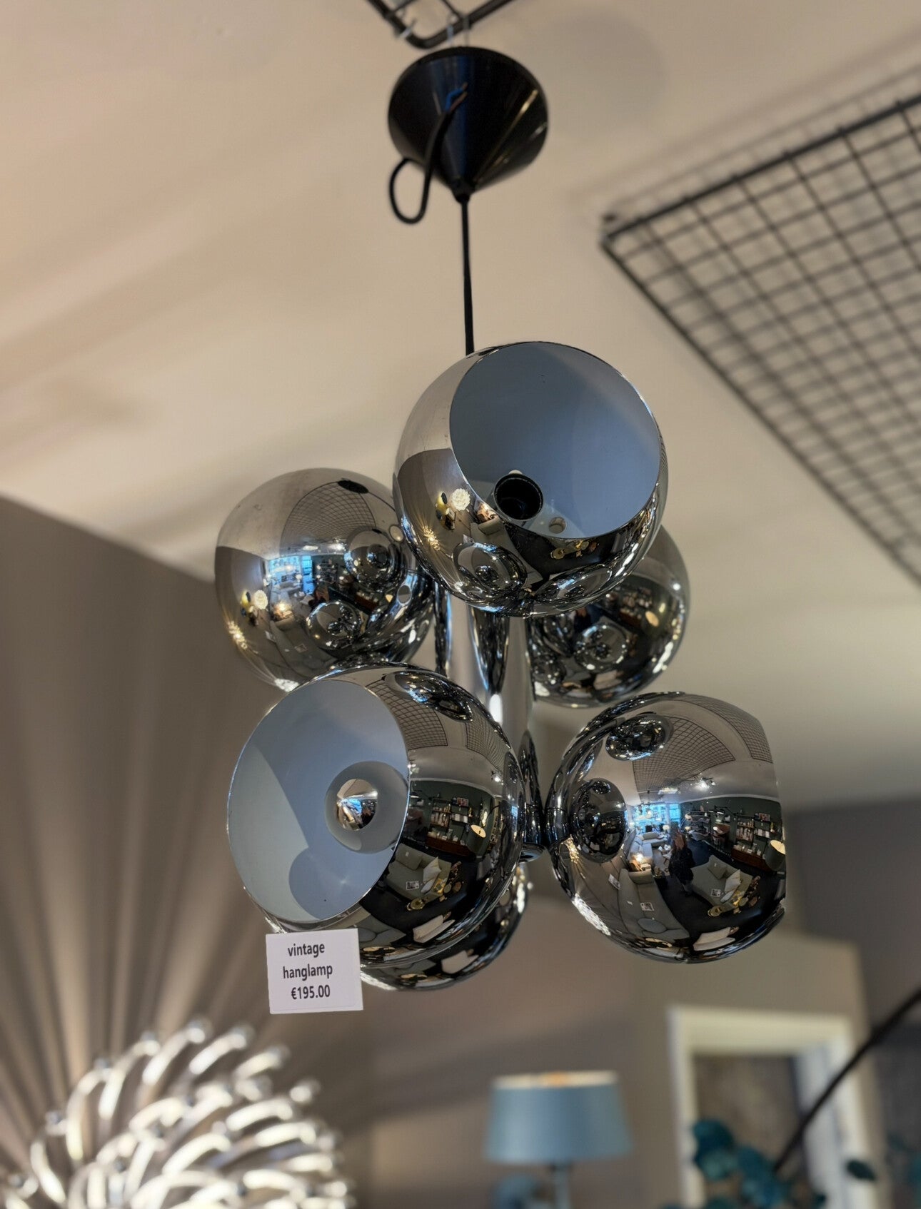 VINTAGE HANGLAMP SEVENTIES CHROOM