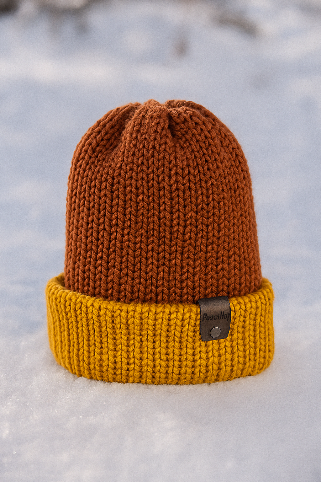 Selbstgestrickte Alpaka-Wendemützen