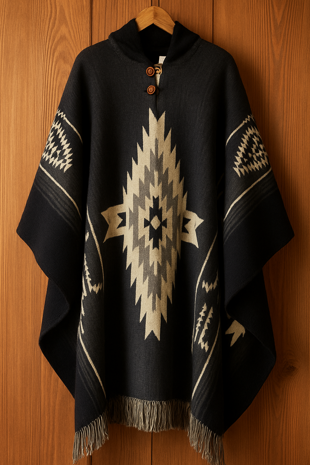 Alpaka Poncho mit Kapuze