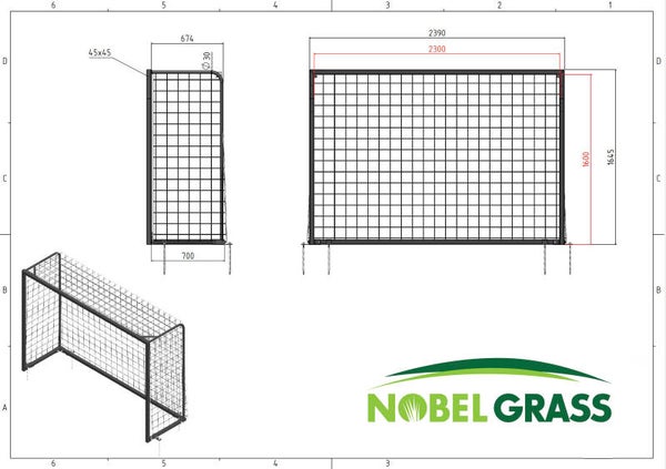 Mini voetbaldoel 239 x 165 x 75 zwart aluminium