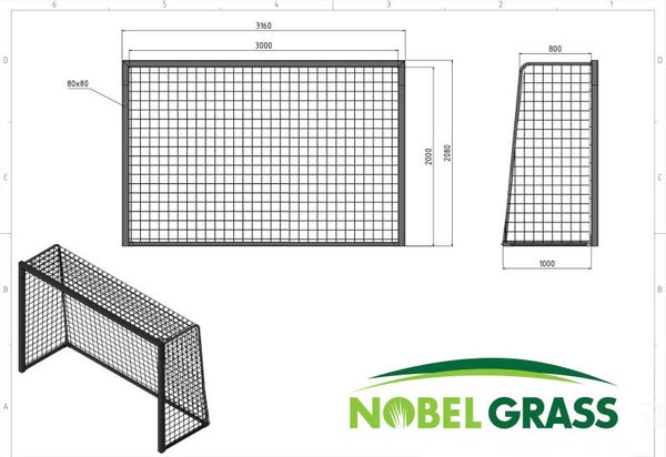 Mini voetbaldoel 316 x 208 x 1,08 zwart aluminium