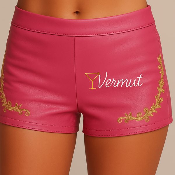 pantalón corto cuero rosa