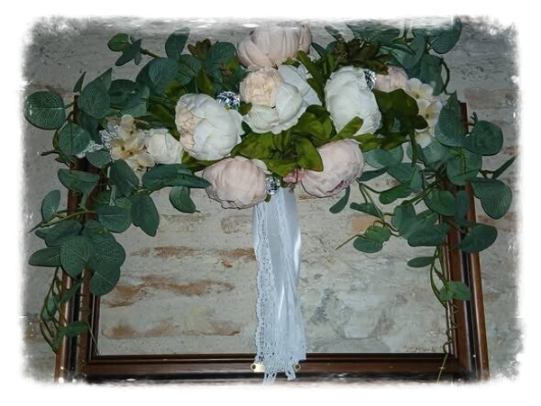 Cadre rubans, pivoines
