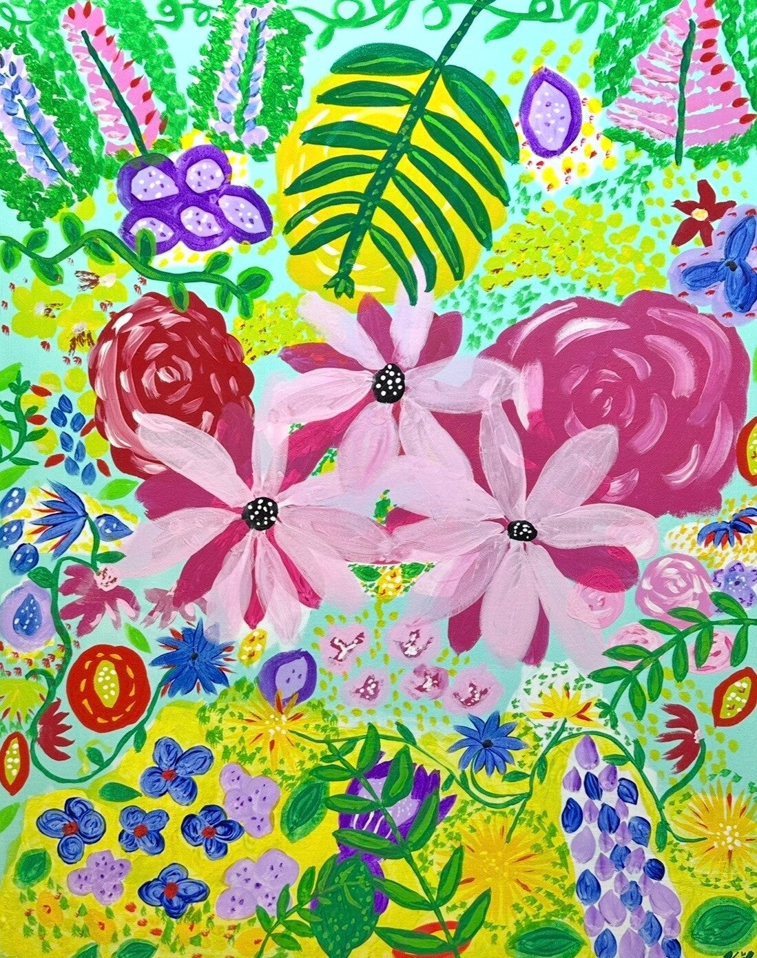Flowers in green