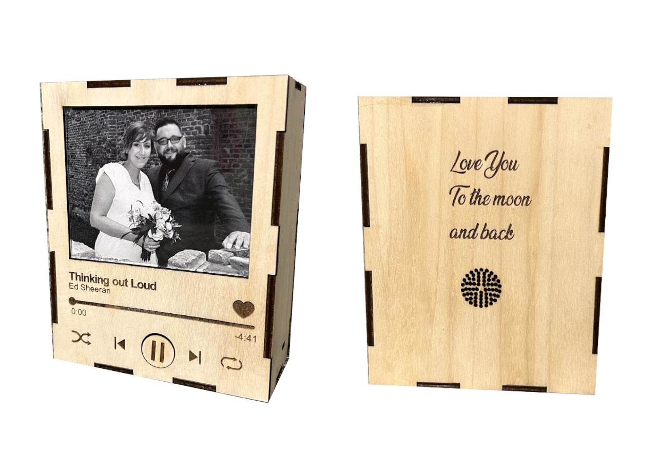 Muziek doos met volledig nummer en foto