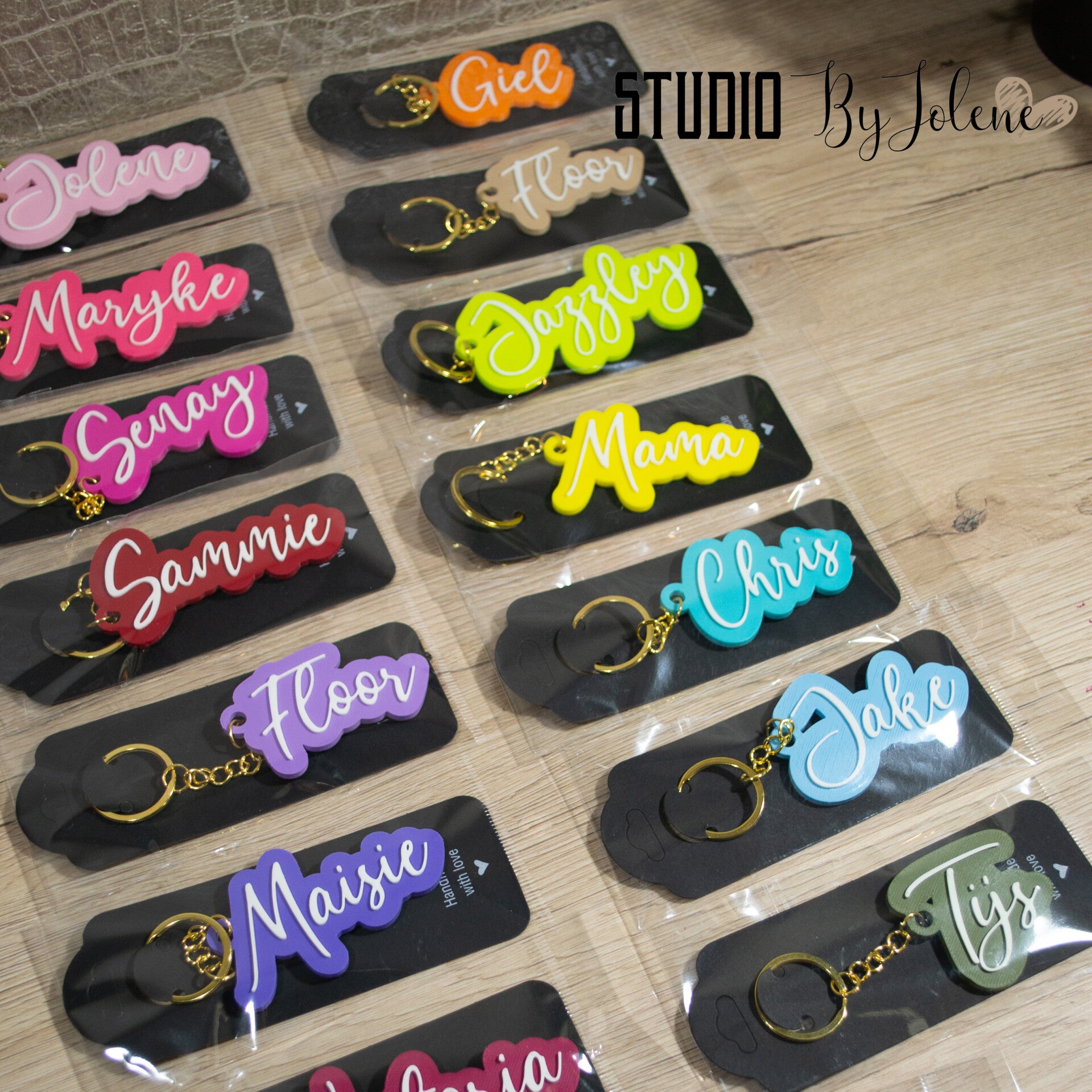 3D naam sleutelhangers 2 kleuren