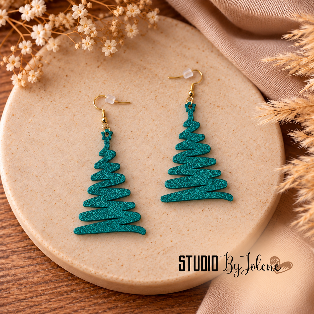 Kerstboom Oorbellen – Metaal Groen