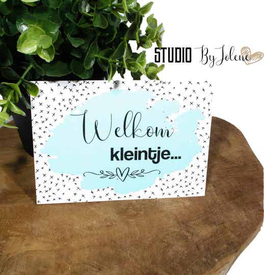 Kaart welkom kleintje mint groen