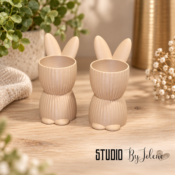 Set van 4 – 3D-geprinte paashaas eierdoppen