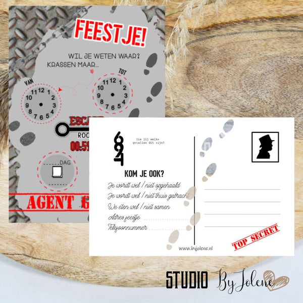 Uitnodiging kraskaart Escaperoom || 30 stuks