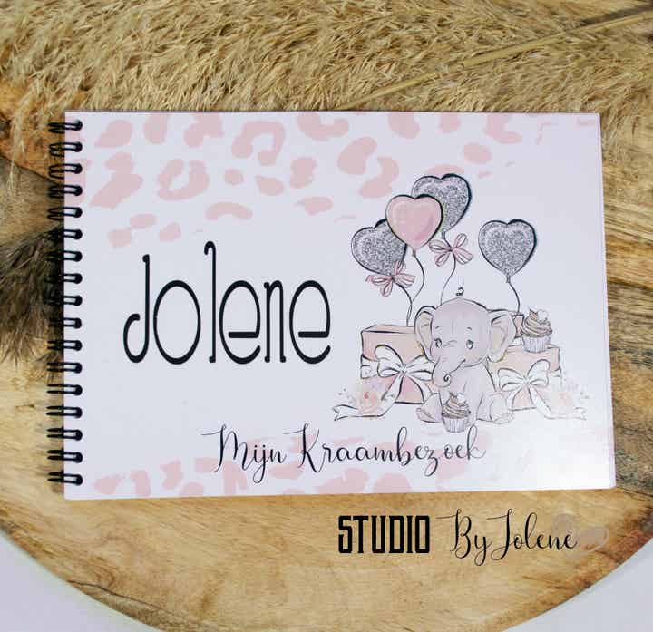 Mijn kraambezoekboek met naam || olifant roze