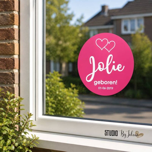 Geboorte raamstickers hartjes