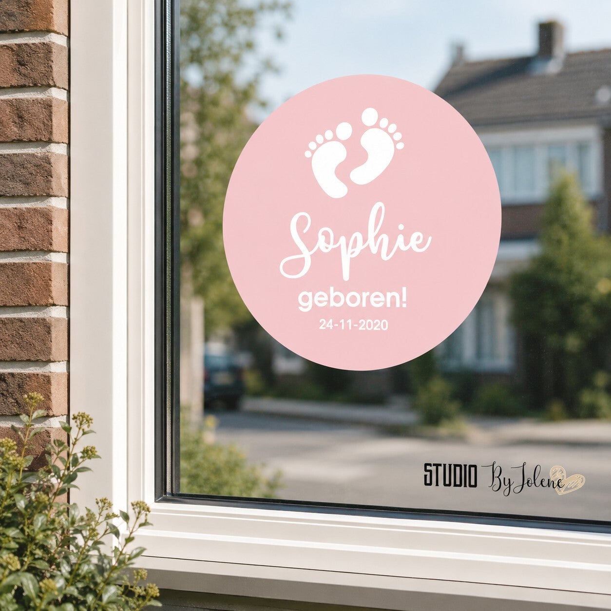 Geboorte raamsticker rond